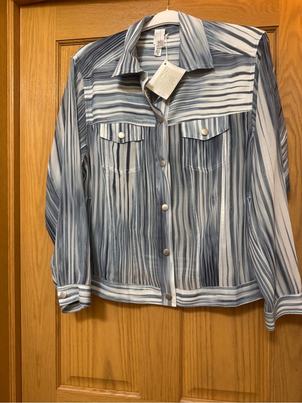 MarlaWynne Blue and White Striped Button-Front Shirt